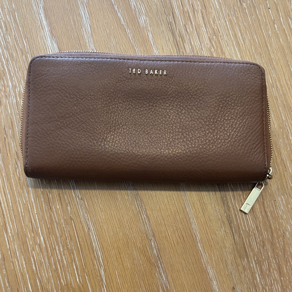 Ted Baker Camel Brown Leather Zip Wallet
